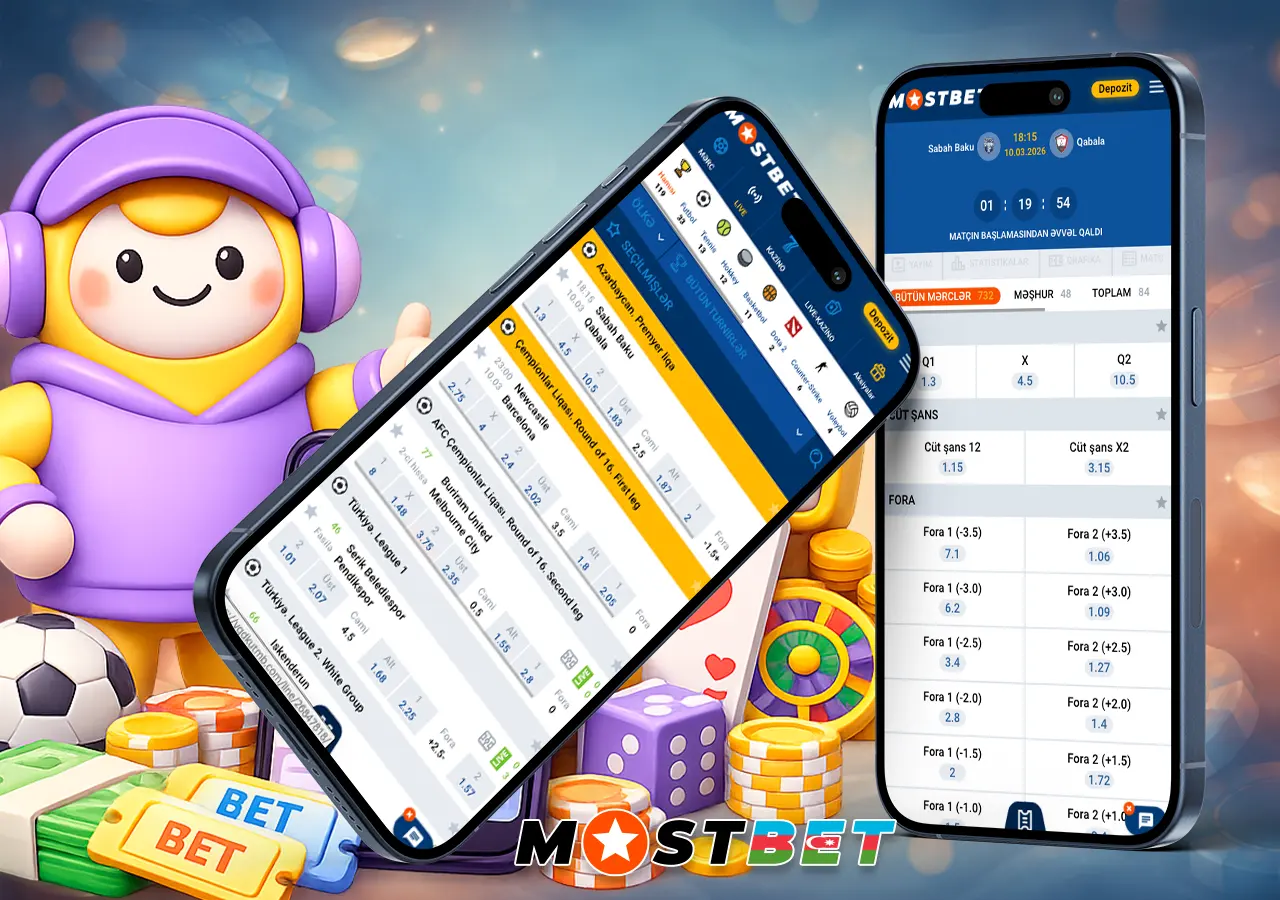 Mobil tətbiqdə idman mərc bazarı interfeysi