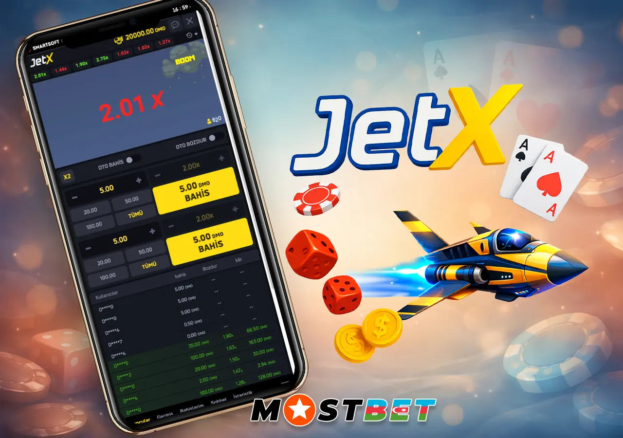 Mərc və sürətli qələbələr üçün Mostbet JetX qəza oyunu